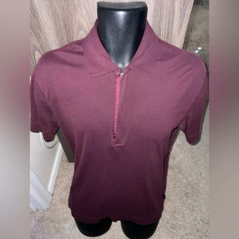 Men’s used Boss polo zipper shirt maroon size S small